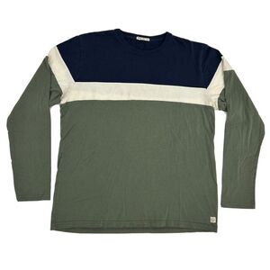 Marine Layer Navy, White, and Olive Long Sleeve Tee